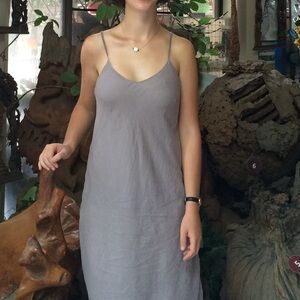 Thai taupe light purple tierd spaghetti strap cotton summer dress
